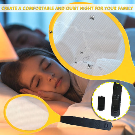 2 Pack Large Electric Mosquito Swatter Racket - Rechargeable Bug Zapper for Indoor Outdoor Use, Safety Mesh, Powerful Fly Killer, Ergonomic Handle Insect Pest Control (19x7.1in).