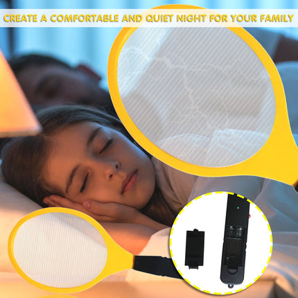 2 Pack Large Electric Mosquito Swatter Racket - Rechargeable Bug Zapper for Indoor Outdoor Use, Safety Mesh, Powerful Fly Killer, Ergonomic Handle Insect Pest Control (19x7.1in).