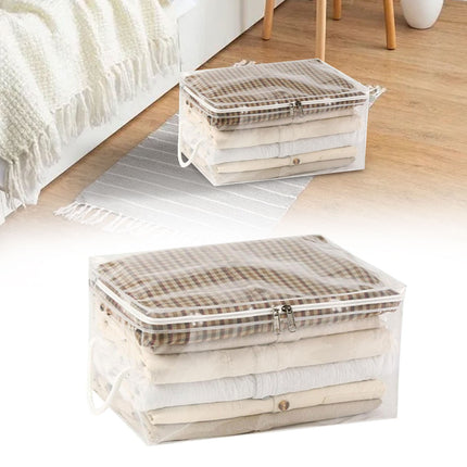 Transparent Zipper Clothing Storage Bag - Heavy-Duty Organizer for Blankets, Linen, Bed Sheets, Clothes & Pillows | Space-Saving Compression Bag Storage for Closet(11.81"DX9.05"WX5.9"H) 11.81"DX9.05"WX5.9"H.