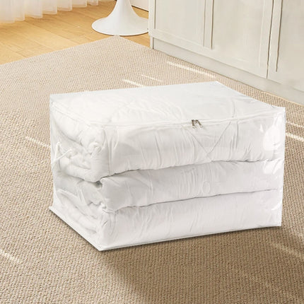Transparent Zipper Clothing Storage Bag - Heavy-Duty Organizer for Blankets, Linen, Bed Sheets, Clothes & Pillows | Space-Saving Compression Bag Storage for Closet(11.81"DX9.05"WX5.9"H) 11.81"DX9.05"WX5.9"H.