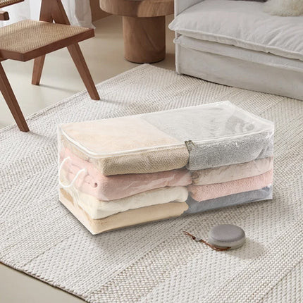 Transparent Zipper Clothing Storage Bag - Heavy-Duty Organizer for Blankets, Linen, Bed Sheets, Clothes & Pillows | Space-Saving Compression Bag Storage for Closet(11.81"DX9.05"WX5.9"H) 11.81"DX9.05"WX5.9"H.