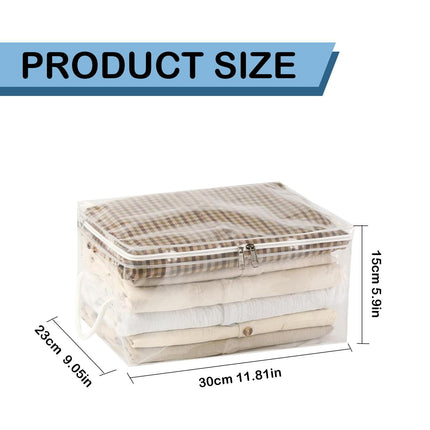 Transparent Zipper Clothing Storage Bag - Heavy-Duty Organizer for Blankets, Linen, Bed Sheets, Clothes & Pillows | Space-Saving Compression Bag Storage for Closet(11.81"DX9.05"WX5.9"H) 11.81"DX9.05"WX5.9"H.