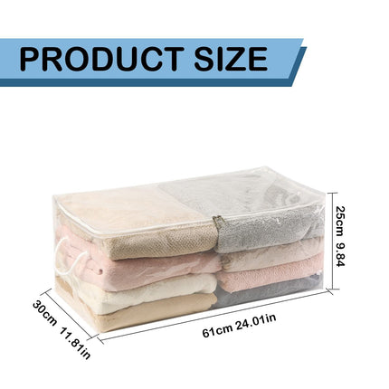 Transparent Zipper Clothing Storage Bag - Heavy-Duty Organizer for Blankets, Linen, Bed Sheets, Clothes & Pillows | Space-Saving Compression Bag Storage for Closet(11.81"DX9.05"WX5.9"H) 11.81"DX9.05"WX5.9"H.