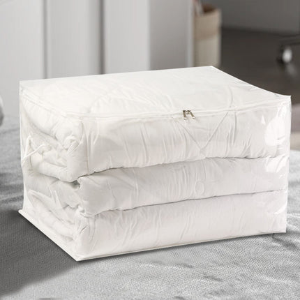 Transparent Zipper Clothing Storage Bag - Heavy-Duty Organizer for Blankets, Linen, Bed Sheets, Clothes & Pillows | Space-Saving Compression Bag Storage for Closet(11.81"DX9.05"WX5.9"H) 24.01"DX18.11"WX14.96"H.