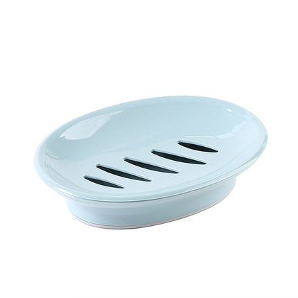 Oval Plastic Soap Dish - Double Compartment Drain Tray| Bathroom & Kitchen Soap Holder for Face & Body Soap | Oval Shaped Soap Dish for Countertop & Shower Use(Pink) Light Blue.