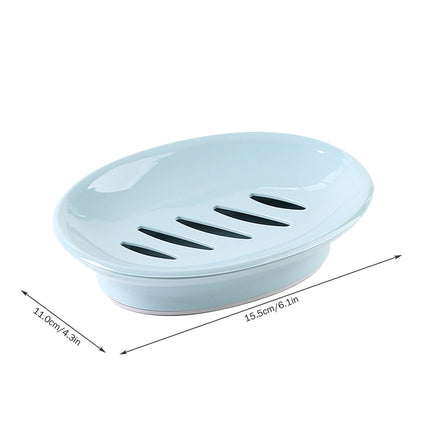 Oval Plastic Soap Dish - Double Compartment Drain Tray| Bathroom & Kitchen Soap Holder for Face & Body Soap | Oval Shaped Soap Dish for Countertop & Shower Use(Pink) Light Blue.