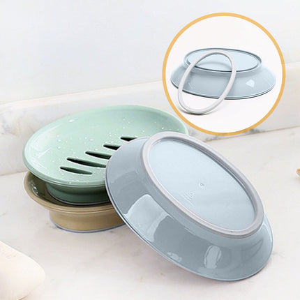 Oval Plastic Soap Dish - Double Compartment Drain Tray| Bathroom & Kitchen Soap Holder for Face & Body Soap | Oval Shaped Soap Dish for Countertop & Shower Use(Pink) Light Blue.