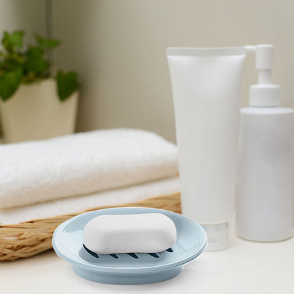 Oval Plastic Soap Dish - Double Compartment Drain Tray| Bathroom & Kitchen Soap Holder for Face & Body Soap | Oval Shaped Soap Dish for Countertop & Shower Use(Pink) Light Blue.