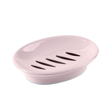 Oval Plastic Soap Dish - Double Compartment Drain Tray| Bathroom & Kitchen Soap Holder for Face & Body Soap | Oval Shaped Soap Dish for Countertop & Shower Use(Pink) Pink.