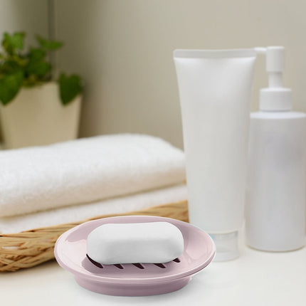 Oval Plastic Soap Dish - Double Compartment Drain Tray| Bathroom & Kitchen Soap Holder for Face & Body Soap | Oval Shaped Soap Dish for Countertop & Shower Use(Pink) Pink.