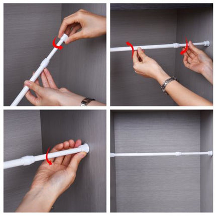 Spring Loaded Extendable Shower Curtain Rod - Aluminum Pole with Round Head | Tension Curtain Rail for Bathroom & Windows | Adjustable Length Rust-Resistant Aluminum Curtain Rod(15.8-27.6") 11.8-20".