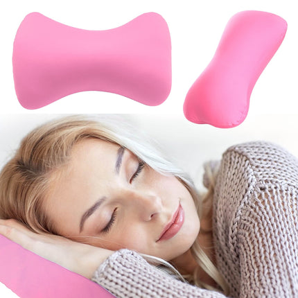 38cm×20cm Bone-Shaped Office Nap Pillow - Soft Foam Headrest for Travel, Plane, Car, Sofa & Bed | Portable Backrest Pillow with Soft Fabric for Comfortable Lunch Break Naps Office & Home(red) pink.