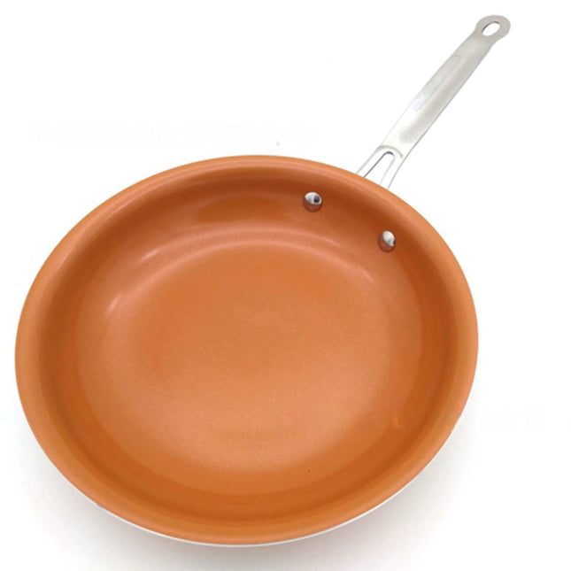 12 Inch Non-Stick Copper Frying Pan with Ceramic Coating - Induction Oven Safe Skillet for Searing, Frying - Aluminum Body, Double Bottom, Universal Stove Compatible.