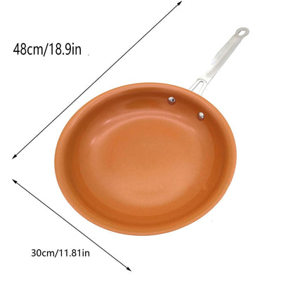 12 Inch Non-Stick Copper Frying Pan with Ceramic Coating - Induction Oven Safe Skillet for Searing, Frying - Aluminum Body, Double Bottom, Universal Stove Compatible.