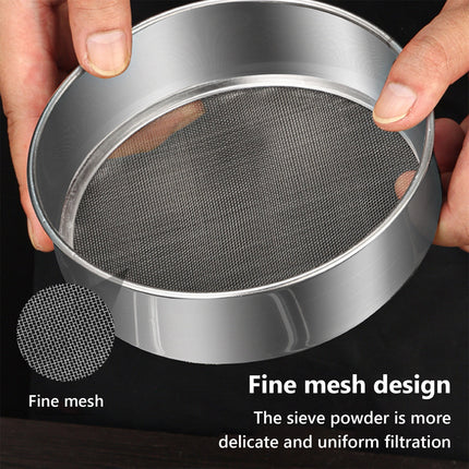 Stainless Steel Flour Sieve Filter - Ultra Fine Baking Mesh Sifter for Powder, Cocoa - Ergonomic Handle, Easy Clean, Kitchen Tool, 200 Mesh.