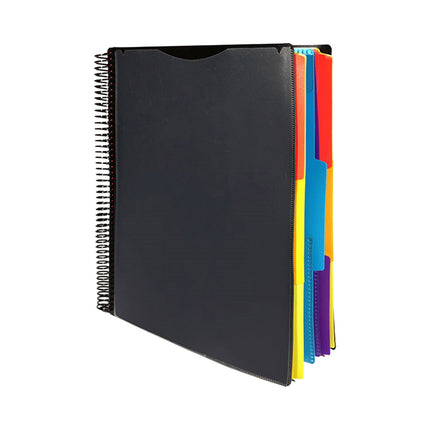 Spiral Binder Project Organizer - 6/12 Pockets with Assorted Tabs, Tear Poly Material, 1/3 Cut Tabs, Letter Size,Pocket Binder, Project Folder, Organizer with Tabs, School Project Holder(12 Pages) 12 Pages.