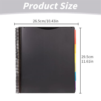 Spiral Binder Project Organizer - 6/12 Pockets with Assorted Tabs, Tear Poly Material, 1/3 Cut Tabs, Letter Size,Pocket Binder, Project Folder, Organizer with Tabs, School Project Holder(12 Pages) 12 Pages.