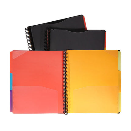 Spiral Binder Project Organizer - 6/12 Pockets with Assorted Tabs, Tear Poly Material, 1/3 Cut Tabs, Letter Size,Pocket Binder, Project Folder, Organizer with Tabs, School Project Holder(12 Pages) 12 Pages.