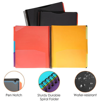 Spiral Binder Project Organizer - 6/12 Pockets with Assorted Tabs, Tear Poly Material, 1/3 Cut Tabs, Letter Size,Pocket Binder, Project Folder, Organizer with Tabs, School Project Holder(12 Pages) 6 Pages.