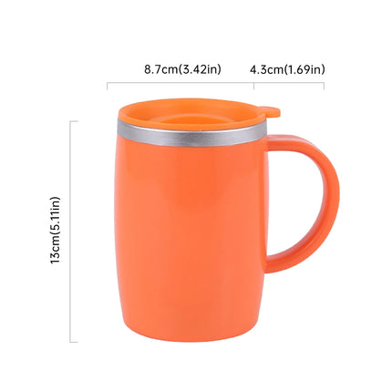 17oz Double Wall Insulated Desk Mug with Lid and Handle, Stainless steel Reusable Cup, Spill-Proof, Microwave & Dishwasher Safe, Wide Mouth, Cup Holder Friendly (Blue) 3.42x5.11 3.42" x 5.11" Blue.