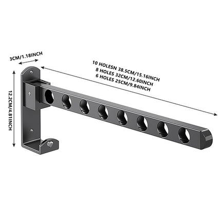 Retractable Folding Wall Hanger, Folding Clothes Hanger Rack, Clothes Storage Organizer, Laundry Hanger, Sturdy Hanging Dryer Rack Clothes Hooks of Metal (Matte Grey) 4.81x1.18x9.84 4.81" x 1.18" x 9.84" Black1.