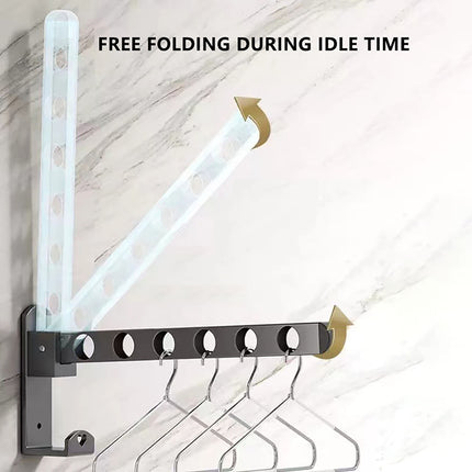 Retractable Folding Wall Hanger, Folding Clothes Hanger Rack, Clothes Storage Organizer, Laundry Hanger, Sturdy Hanging Dryer Rack Clothes Hooks of Metal (Matte Grey) 4.81x1.18x9.84 4.81" x 1.18" x 9.84" Black2.