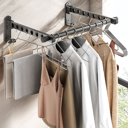 Retractable Folding Wall Hanger, Folding Clothes Hanger Rack, Clothes Storage Organizer, Laundry Hanger, Sturdy Hanging Dryer Rack Clothes Hooks of Metal (Matte Grey) 4.81x1.18x9.84 4.81" x 1.18" x 9.84" Gray.