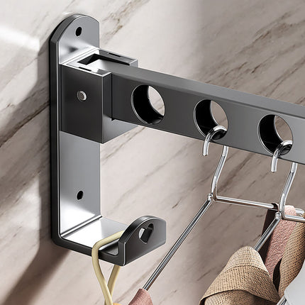 Retractable Folding Wall Hanger, Folding Clothes Hanger Rack, Clothes Storage Organizer, Laundry Hanger, Sturdy Hanging Dryer Rack Clothes Hooks of Metal (Matte Grey) 4.81x1.18x9.84 4.81" x 1.18" x 9.84" Gray.