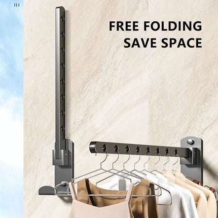 Retractable Folding Wall Hanger, Folding Clothes Hanger Rack, Clothes Storage Organizer, Laundry Hanger, Sturdy Hanging Dryer Rack Clothes Hooks of Metal (Matte Grey) 4.81x1.18x9.84 4.81" x 1.18" x 9.84" Gray.
