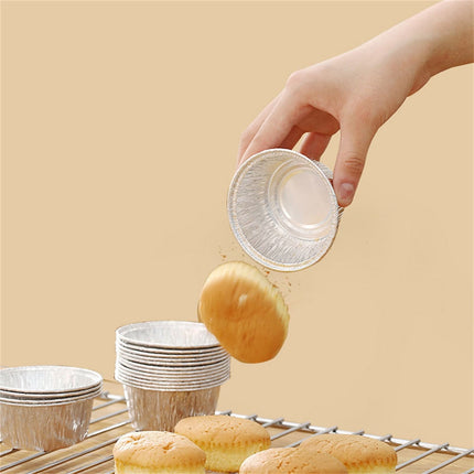 Aluminum Foil Pans 20pcs Disposable Baking Containers Heart Shape for Air Fryer Cupcake Muffins Oven Safe Non-Stick Small Round Foil Trays No Lids C.