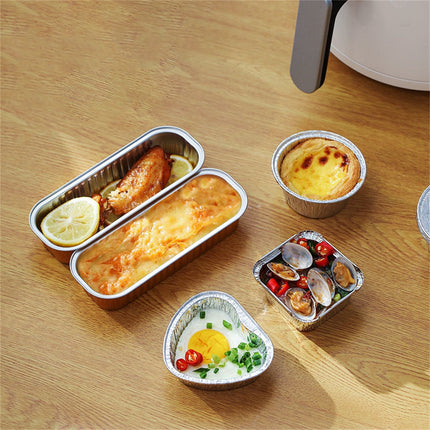 Aluminum Foil Pans 20pcs Disposable Baking Containers Heart Shape for Air Fryer Cupcake Muffins Oven Safe Non-Stick Small Round Foil Trays No Lids C.
