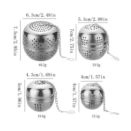 Spice Ball for Cooking, Tea Infuser, Stainless Steel Tea Ball Strainer Spice Infuser, Soup Seasonings Seperation Basket with Extended Chain Hook for Brewing Tea Spices Seasonings, 1.57x1.57 2.08" x 2.75" Silver.