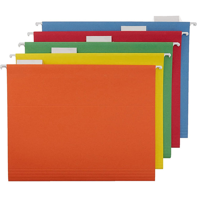 Hanging File Folders, Letter Size with 1/5-Cut Adjustable Tabs, 5 Colors - File Folder Organizer for Filing Cabinet Office Home, Designed for Bulky Files, Medical Charts(Yellow) Yellow.