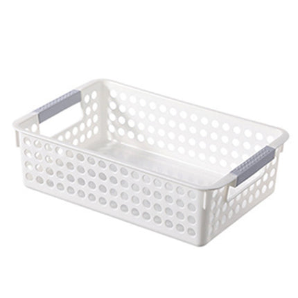 A4 Paper Trays with Grip Handles, 10.43x6.77x2.87"Heavy Duty Book Baskets for Library, Drawers, Office, Home, Desk, Turn in Trays, Plastic Storage Baskets (White/1 Pcs) 10.43" x 6.77" x 2.87" White.