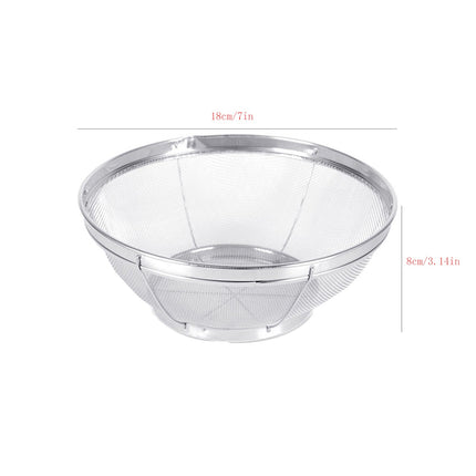 Fine Mesh Strainer for Kitchen, Heavy Duty Stainless Steel Colander Bowl for Pasta, Rice, Fruit, Metal Net Baskets with Resting Base, Strain, Drain, Rinse, 7x3.14 7" x 3.14" Silver.
