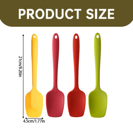 Heat Resistant Silicone Spoon Spatula, 600°F High Temp Flexible Cooking Spoons Kitchen Rubber Spoonula Scratch-Proof for Mixing Stirring Scraping Serving Non-Stick Cookware (4 Pcs) 1.77x8.26 1.77" x 8.26" Multicolor.