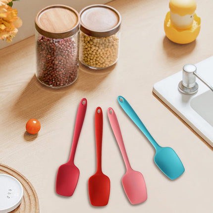 Heat Resistant Silicone Spoon Spatula, 600°F High Temp Flexible Cooking Spoons Kitchen Rubber Spoonula Scratch-Proof for Mixing Stirring Scraping Serving Non-Stick Cookware (4 Pcs) 1.77x8.26 1.77" x 8.26" Multicolor.