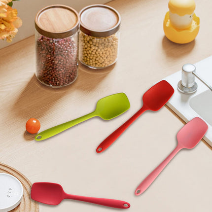 Heat Resistant Silicone Spoon Spatula, 600°F High Temp Flexible Cooking Spoons Kitchen Rubber Spoonula Scratch-Proof for Mixing Stirring Scraping Serving Non-Stick Cookware (4 Pcs) 1.77x8.26 1.77" x 8.26" Multicolor.