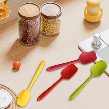 Heat Resistant Silicone Spoon Spatula, 600°F High Temp Flexible Cooking Spoons Kitchen Rubber Spoonula Scratch-Proof for Mixing Stirring Scraping Serving Non-Stick Cookware (4 Pcs) 1.77x8.26 1.77" x 8.26" Multicolor.