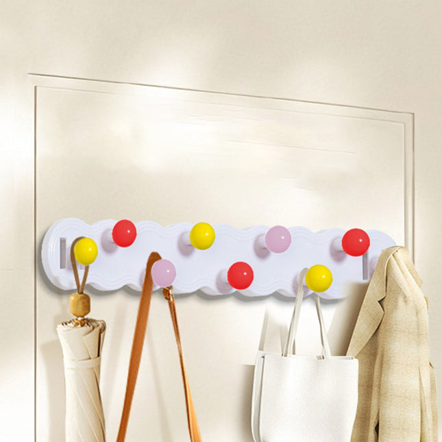 Wall Mount Coat Rack, Rainbow Hooks For Boys And Girls, Cute Bathroom Decor, Colorful Backpack Hanger For Clothes, Hats, And Towels In Bedroom,Strong Adhesive Hanging Hook Nine Hooks A.