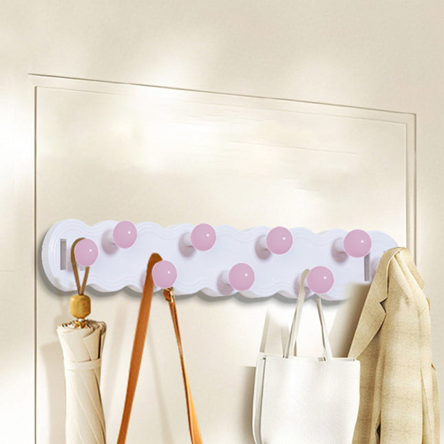 Wall Mount Coat Rack, Rainbow Hooks For Boys And Girls, Cute Bathroom Decor, Colorful Backpack Hanger For Clothes, Hats, And Towels In Bedroom,Strong Adhesive Hanging Hook Nine Hooks B.