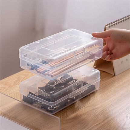 1Pc Large Capacity Clear Pencil Case,Clear Pencil Box Plastic Storage Containers with Latching Lids Stackable Office Supplies Organizer for Gel Pens Erasers Crafts Markers Crayon,8x4.8x2.1in(Clear) Clear.
