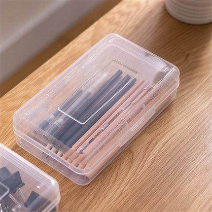 1Pc Large Capacity Clear Pencil Case,Clear Pencil Box Plastic Storage Containers with Latching Lids Stackable Office Supplies Organizer for Gel Pens Erasers Crafts Markers Crayon,8x4.8x2.1in(Clear) Clear.