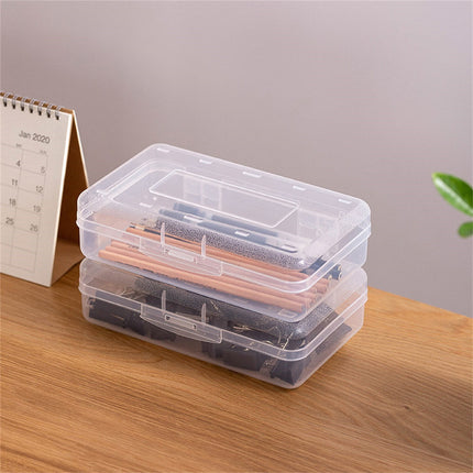 1Pc Large Capacity Clear Pencil Case,Clear Pencil Box Plastic Storage Containers with Latching Lids Stackable Office Supplies Organizer for Gel Pens Erasers Crafts Markers Crayon,8x4.8x2.1in(Clear) Clear.