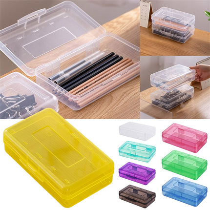 1Pc Large Capacity Clear Pencil Case,Clear Pencil Box Plastic Storage Containers with Latching Lids Stackable Office Supplies Organizer for Gel Pens Erasers Crafts Markers Crayon,8x4.8x2.1in(Clear) Clear.