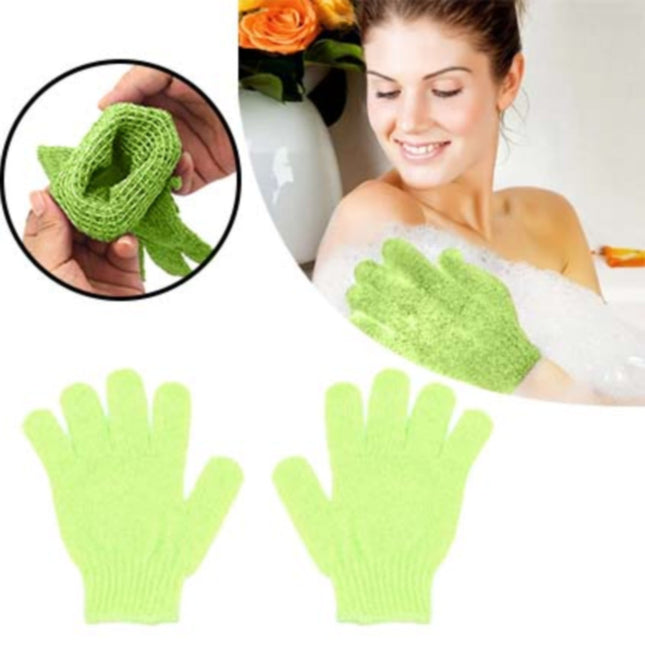 Exfoliating Gloves,1 Pair /2 Pcs, Skin Exfoliator for Body, Bath/Scrub Gloves, Shower Accessories for Women, Exfoliation Mitt, Green, 5.9x7.28 5.9" x 7.28" Green.