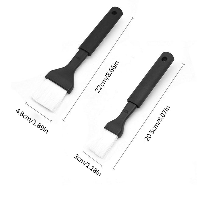 Nylon Bristle Pastry Brush Set, Basting Brush for Cooking, Comfortable Grip for Basting, Baking, Bbq, Roasting, Dishwasher Safe (2 pcs) 8.66x1.89" & 8.07x1.18" Black.