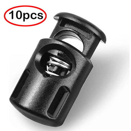 10 PCS Plastic Spring Cord Locks for Drawstring, Paracord Toggle Stopper Clasp Elastic Shoeslace Lock Sweatpants Hoodie String Clips Bungee Swim Goggles Gloves String Lock Replacement(Purple) Black(30PC).