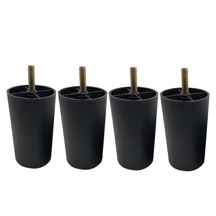 4 Pack 4 Inch Furniture Legs,Plastic Sofa Coach Legs,Round Tapered Feet Sofa Legs,Replacement Furniture Legs,Furniture Accessories,for Sofas Chairs Cabinets Dressers Beds(Black) Black.