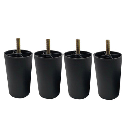 4 Pack 4 Inch Furniture Legs,Plastic Sofa Coach Legs,Round Tapered Feet Sofa Legs,Replacement Furniture Legs,Furniture Accessories,for Sofas Chairs Cabinets Dressers Beds(Black) Black.